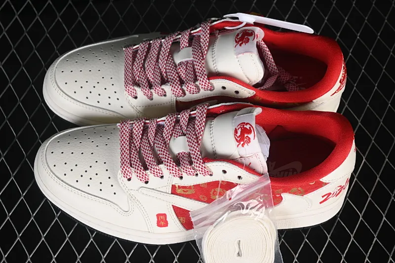 All categories Air Jordan Jordan series basketball shoes Air Jordan 1 Low High-end customized low-top sneakers Air Jordan 1 Low AJ1 Qiao 1 Year of the Horse Red Luck High-end customized low-top retro basketball shoes FC1688-252